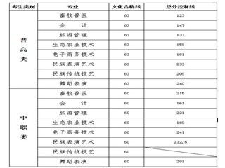 阿坝职业技术学院2021单招录取分数线